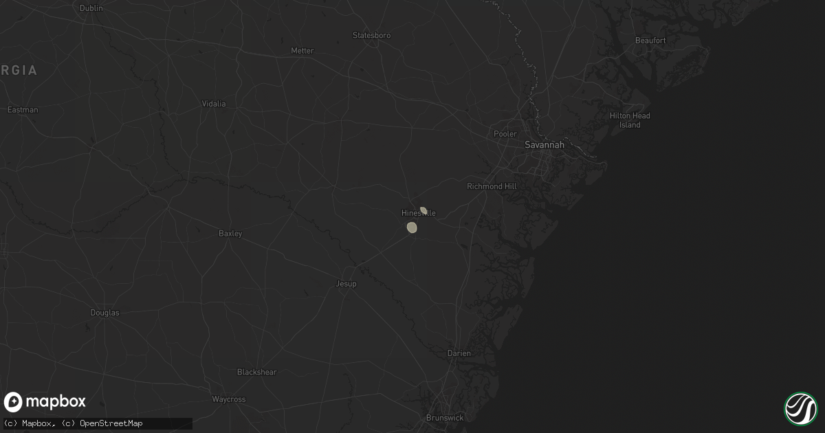 Hail map in Hinesville, GA on August 21, 2025