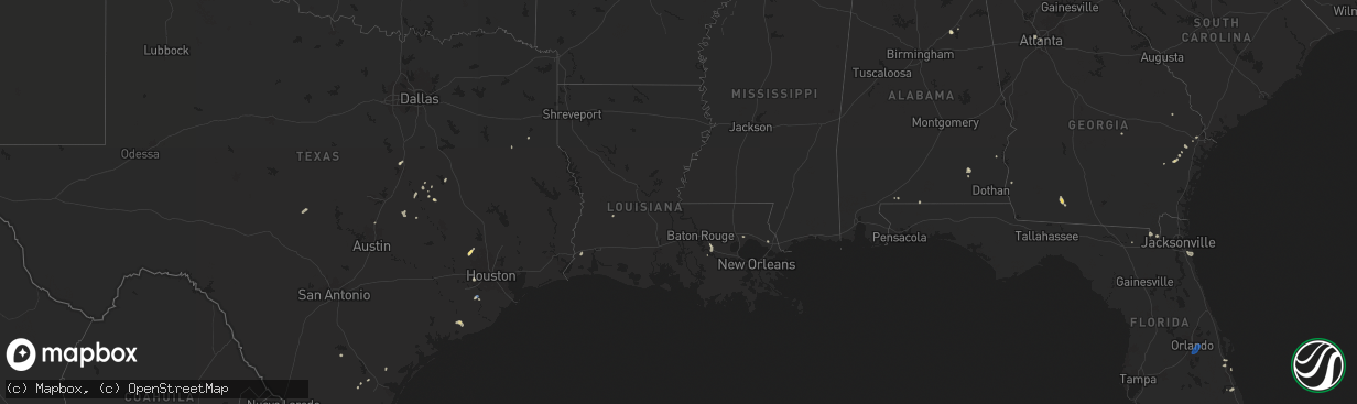 Hail map in Louisiana on August 21, 2025