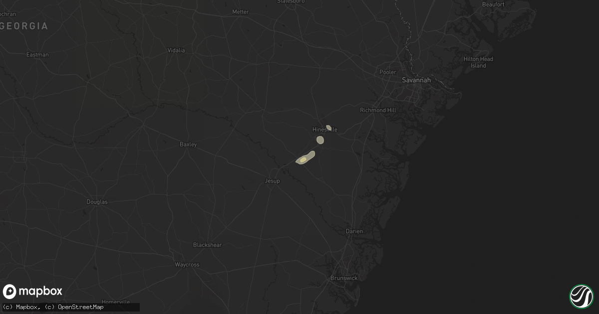 Hail map in Ludowici, GA on August 21, 2025