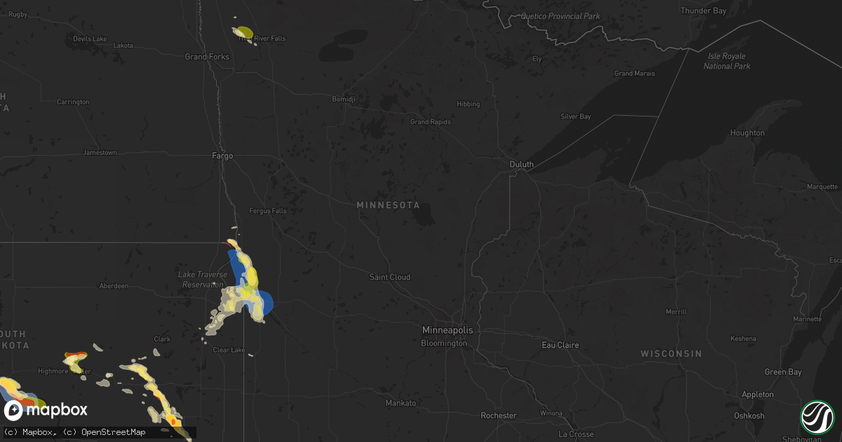 Hail map in Minnesota on August 21, 2025
