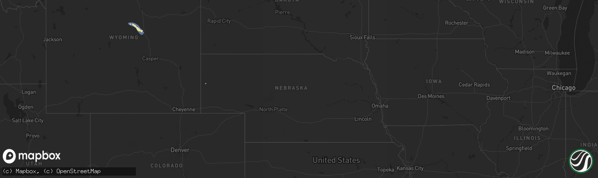 Hail map in Nebraska on August 21, 2025