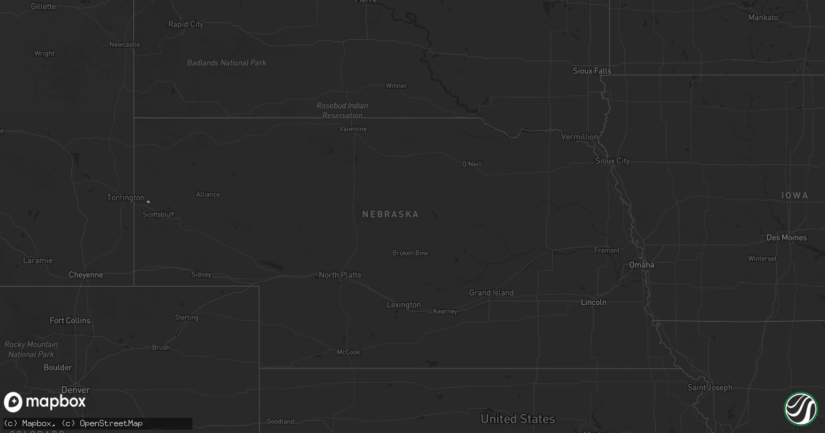Hail map in Nebraska on August 21, 2025