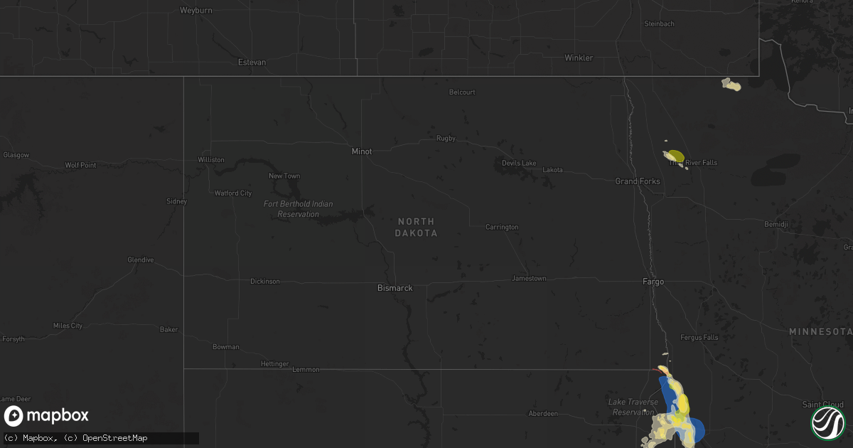 Hail map in North Dakota on August 21, 2025