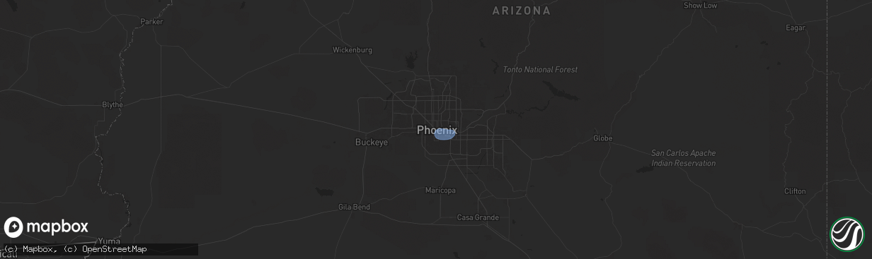 Hail map in Phoenix, AZ on August 21, 2025