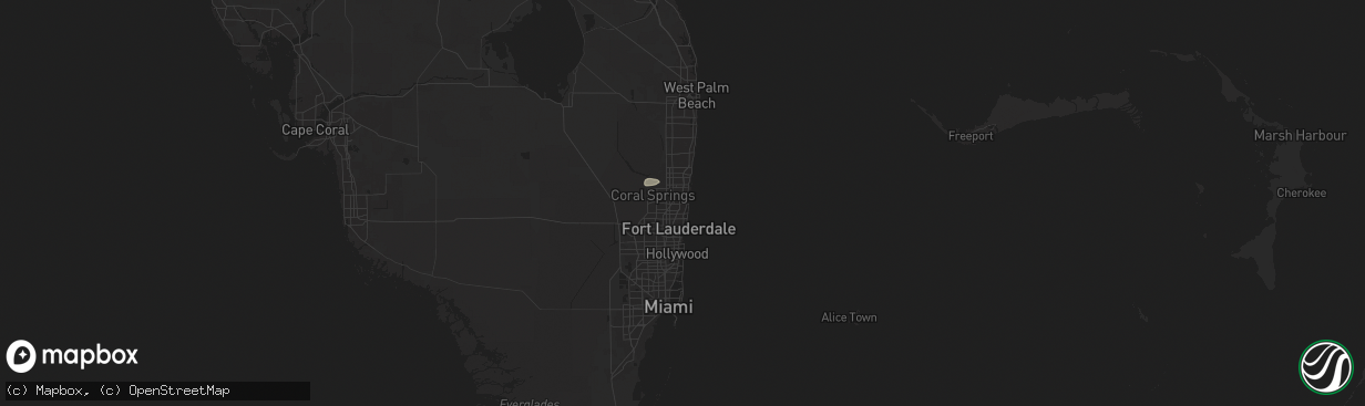 Hail map in Pompano Beach, FL on August 21, 2025