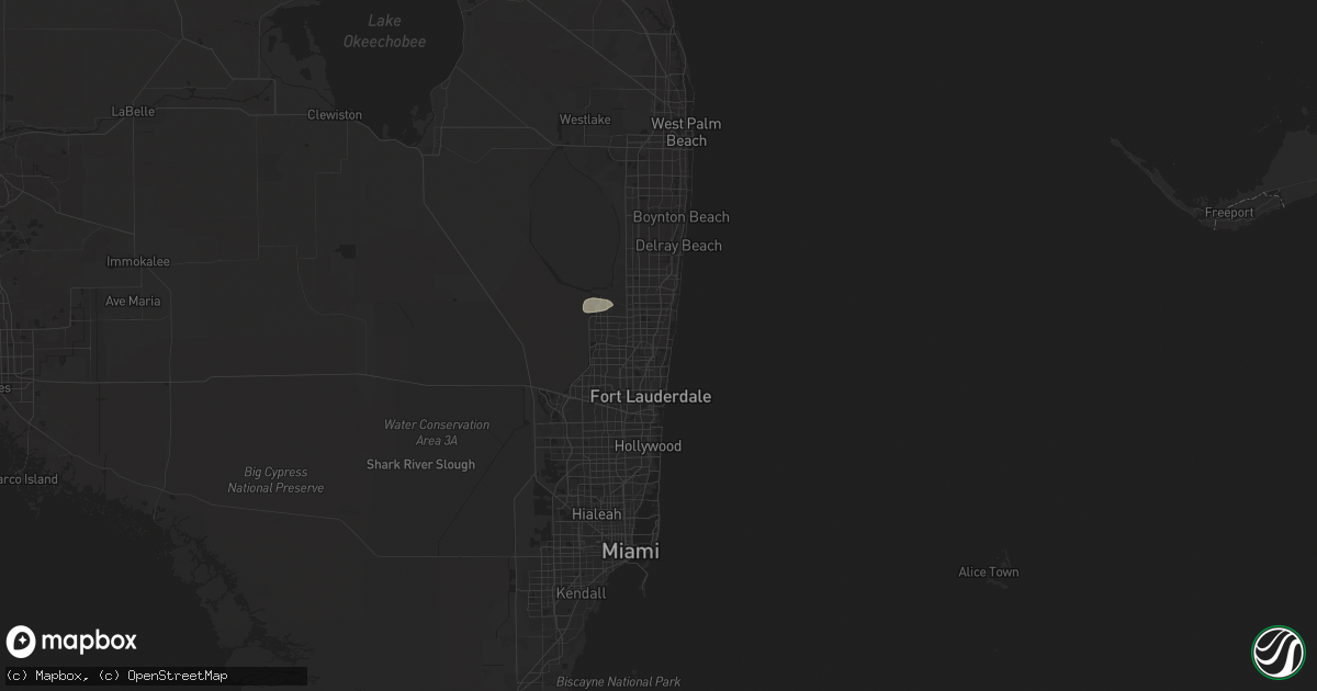Hail map in Pompano Beach, FL on August 21, 2025