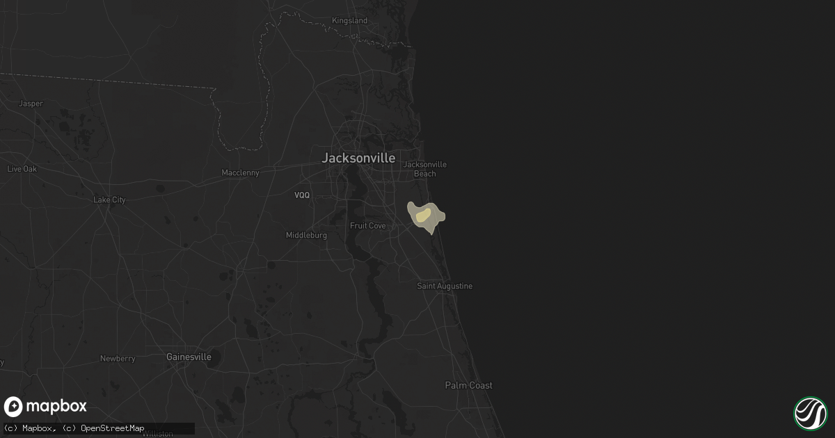 Hail map in Ponte Vedra, FL on August 21, 2025