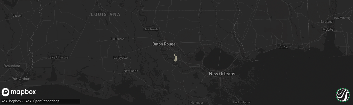 Hail map in Prairieville, LA on August 21, 2025