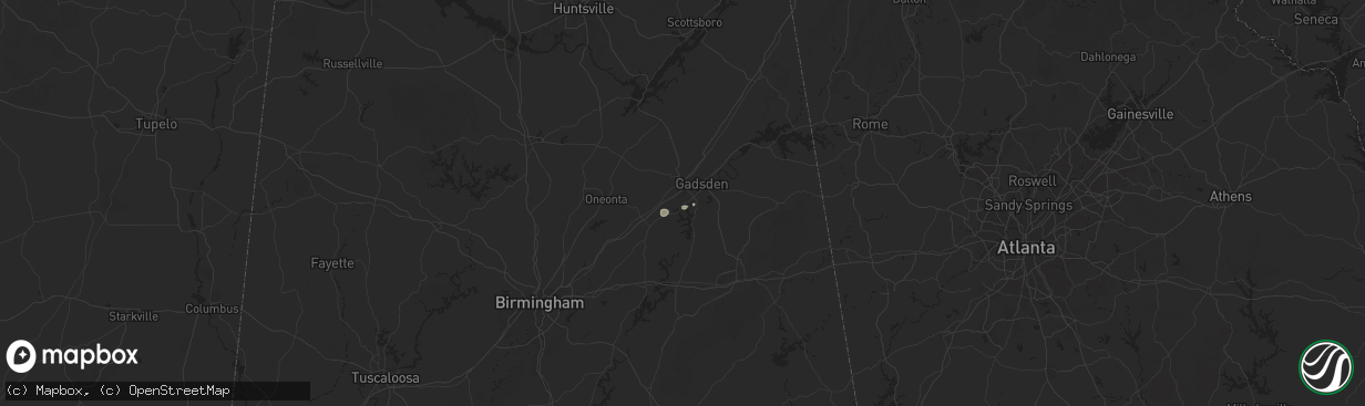 Hail map in Rainbow City, AL on August 21, 2025