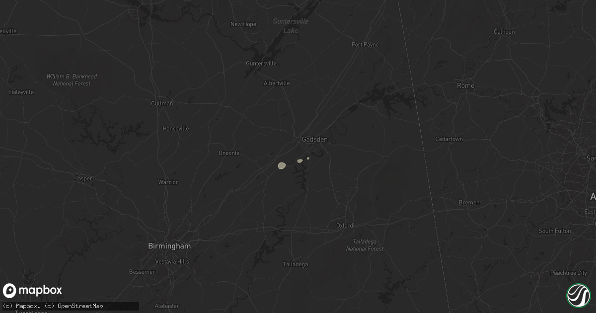 Hail map in Rainbow City, AL on August 21, 2025