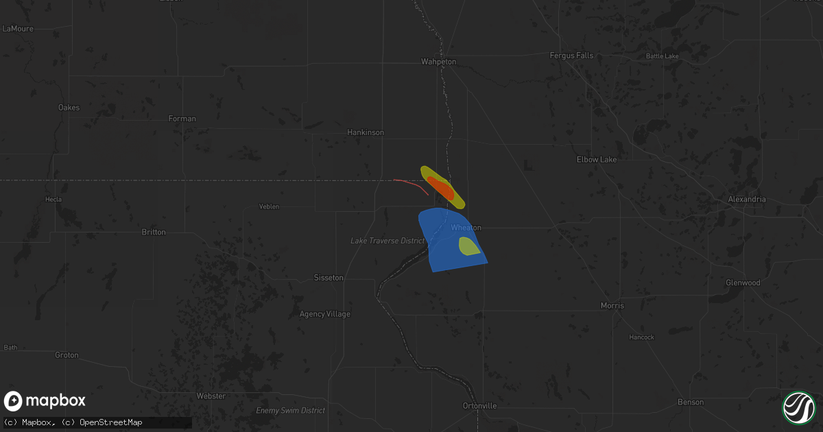 Hail map in Rosholt, SD on August 21, 2025