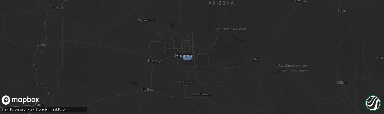 Hail map in Tempe, AZ on August 21, 2025