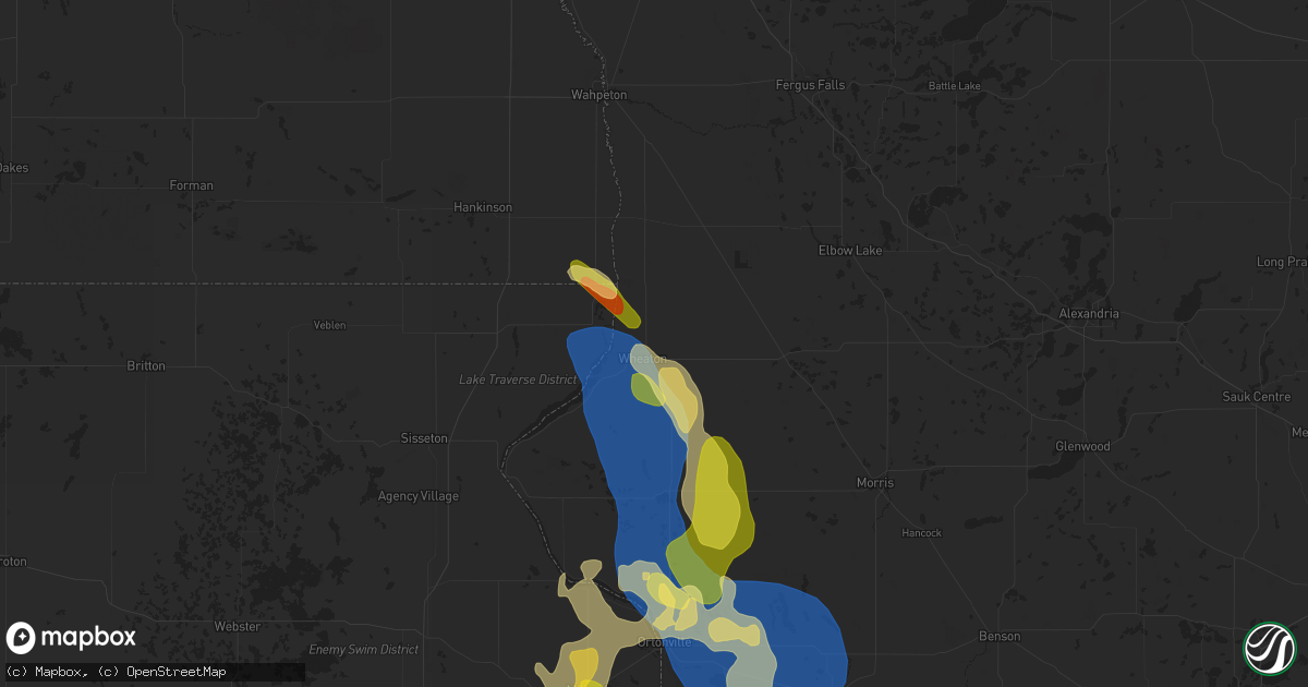 Hail map in Wheaton, MN on August 21, 2025