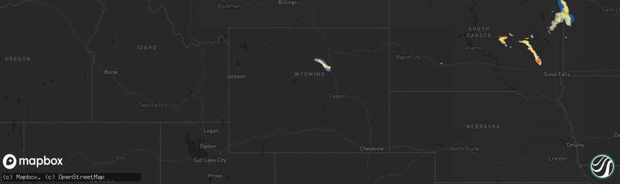 Hail map in Wyoming on August 21, 2025