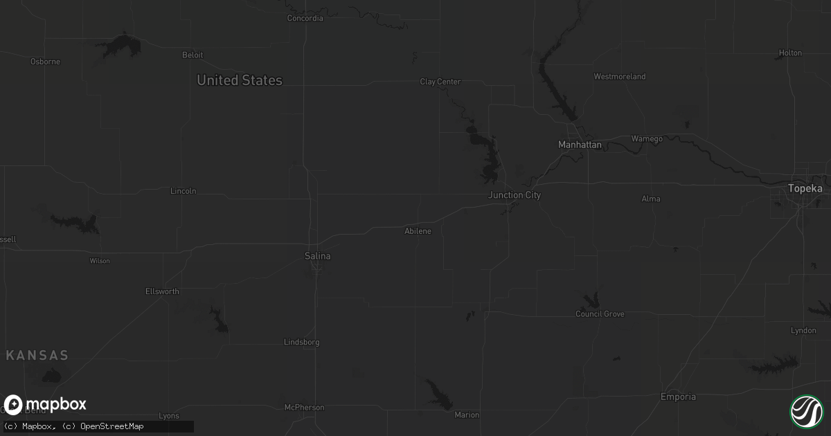 Hail map in Abilene, KS on August 21, 2026
