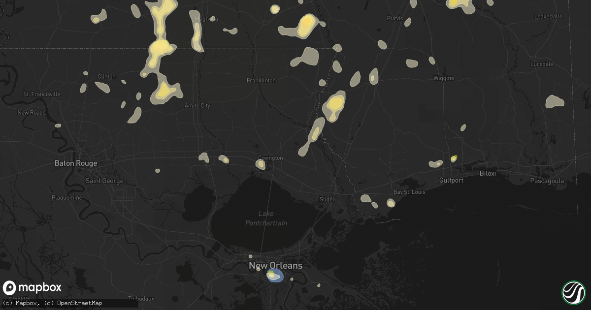 Hail map in Abita Springs, LA on August 21, 2026