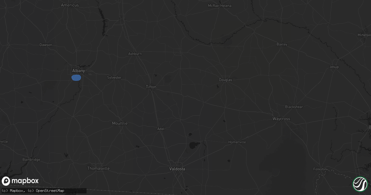Hail map in Alapaha, GA on August 21, 2026