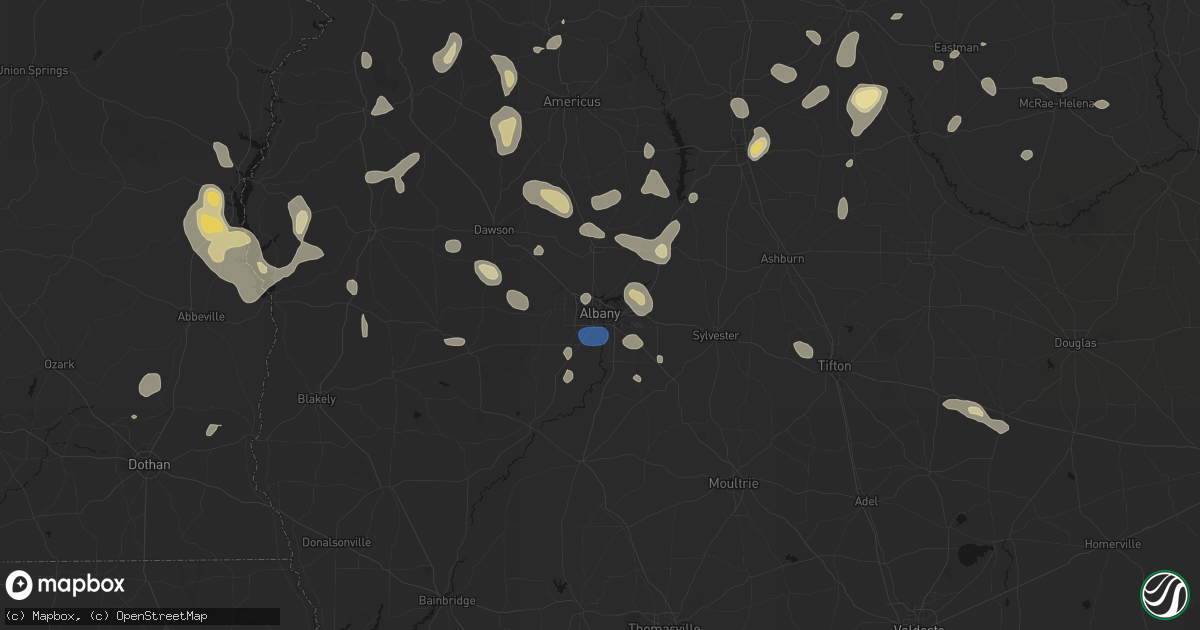 Hail map in Albany, GA on August 21, 2026