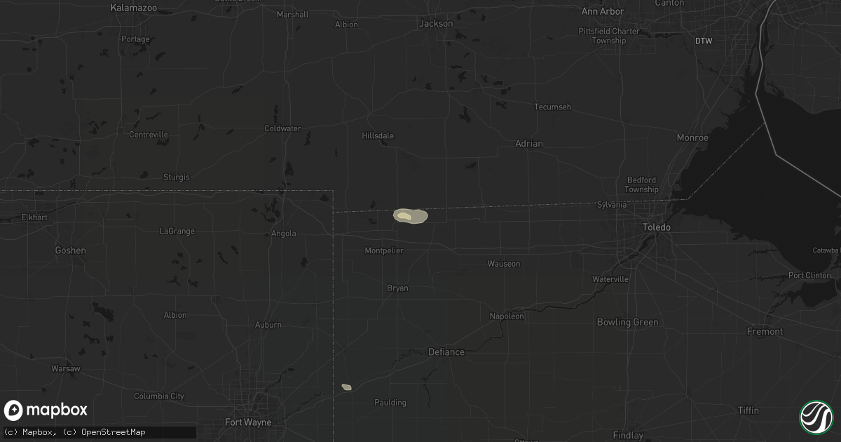Hail map in Alvordton, OH on August 21, 2026