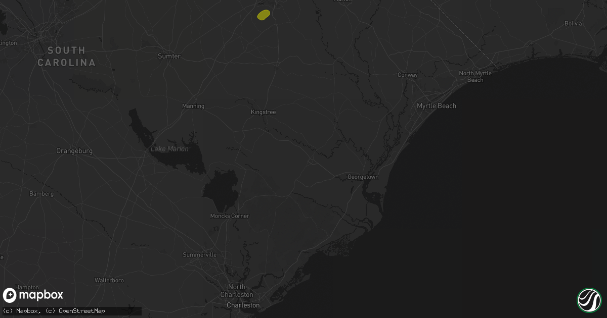 Hail map in Andrews, SC on August 21, 2026