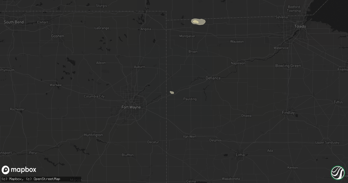 Hail map in Antwerp, OH on August 21, 2026