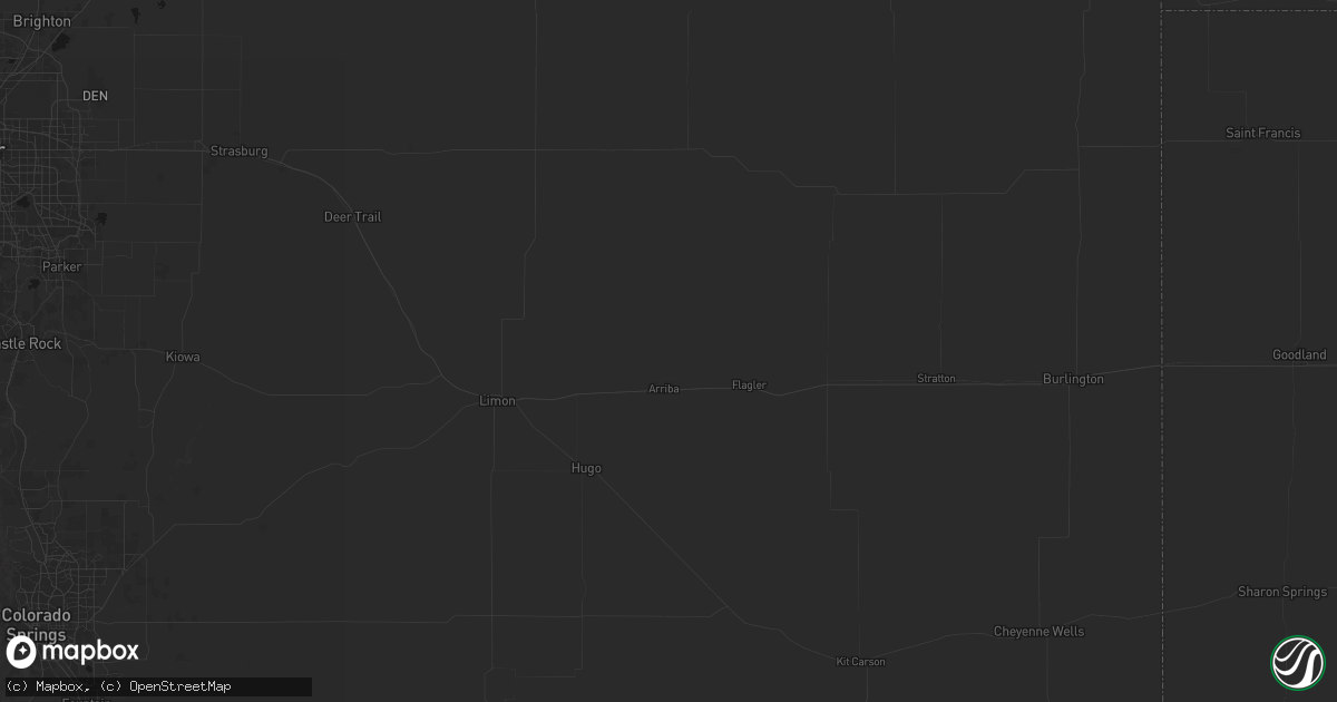 Hail map in Arriba, CO on August 21, 2026
