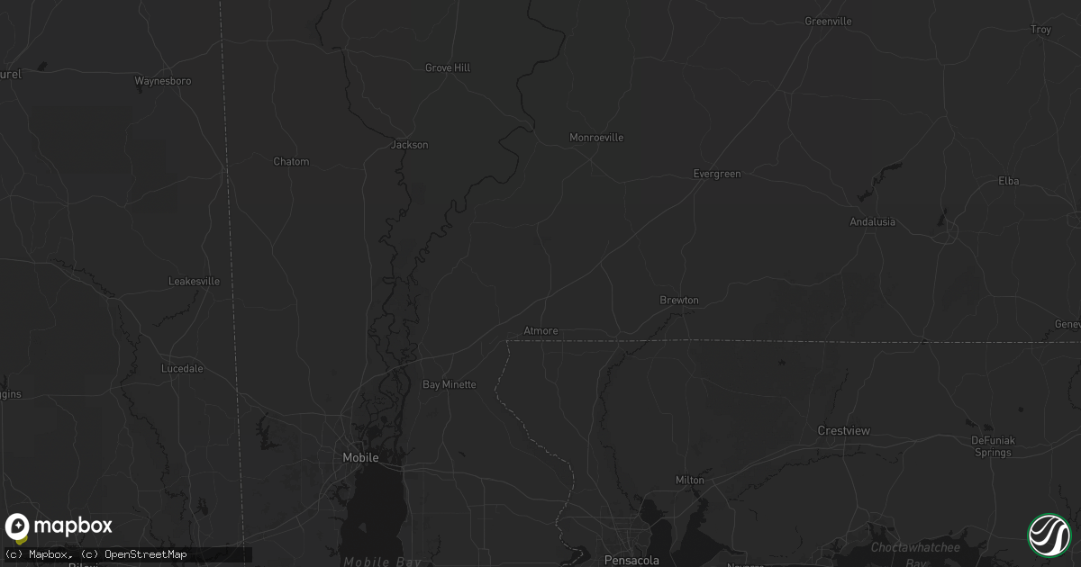 Hail map in Atmore, AL on August 21, 2026