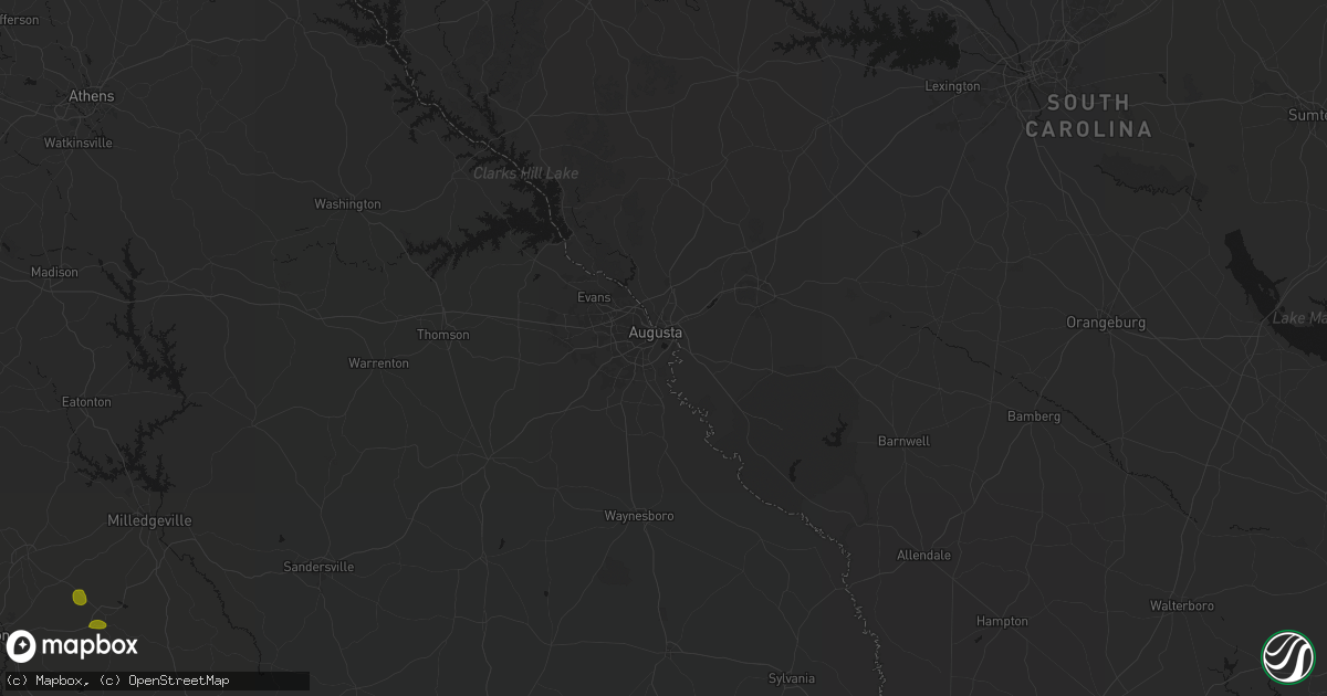 Hail map in Augusta, GA on August 21, 2026