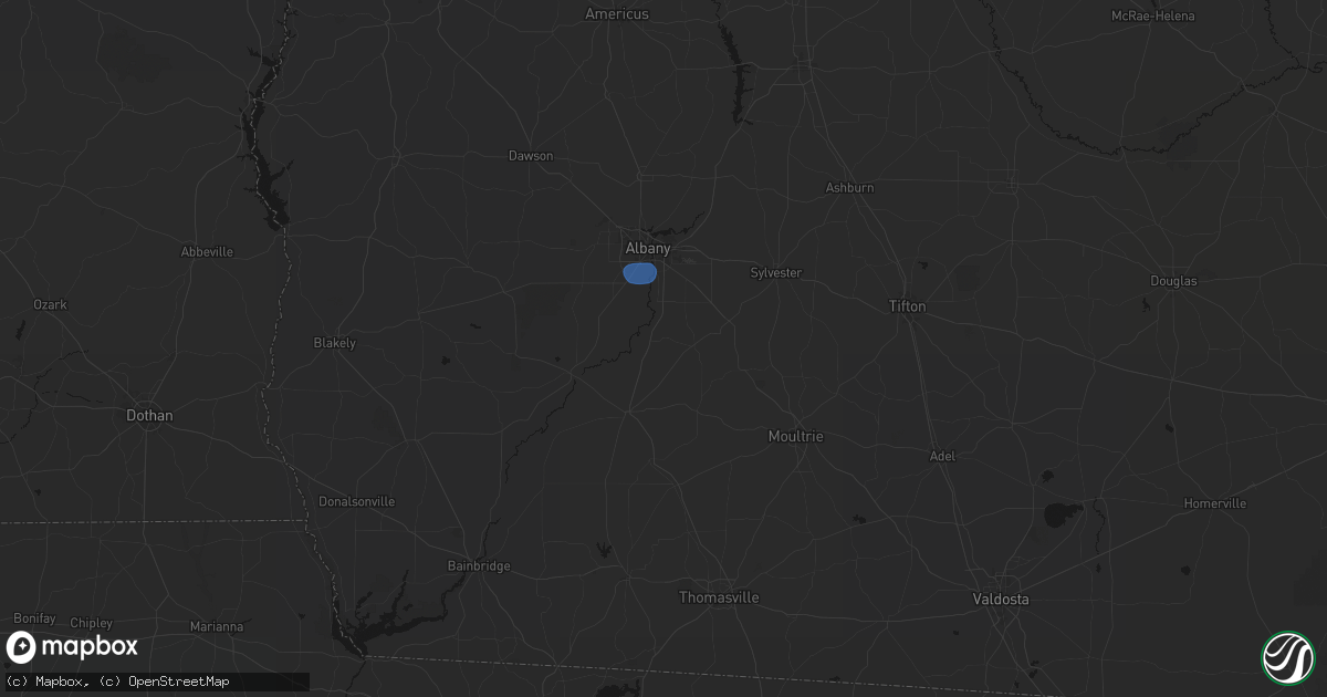 Hail map in Baconton, GA on August 21, 2026
