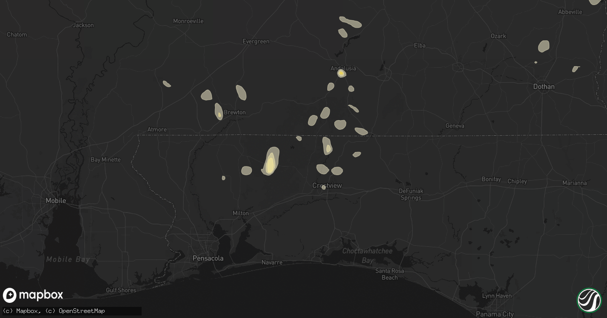Hail map in Baker, FL on August 21, 2026