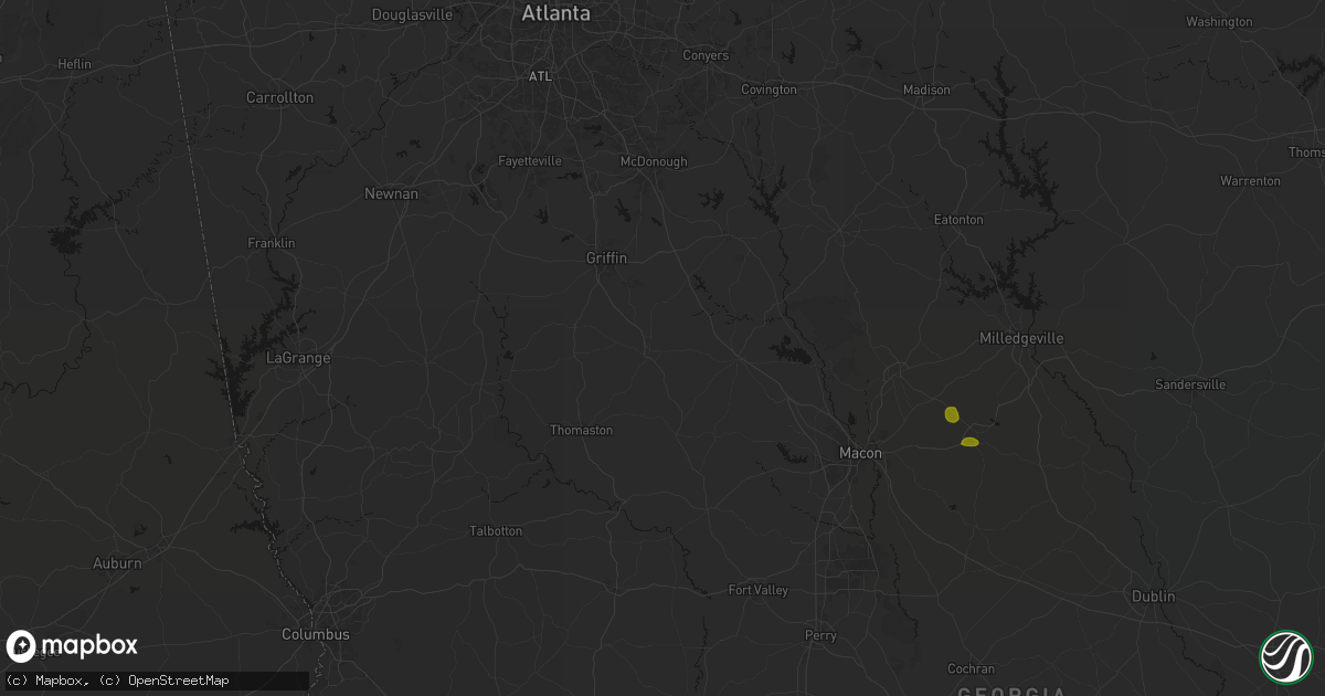 Hail map in Barnesville, GA on August 21, 2026