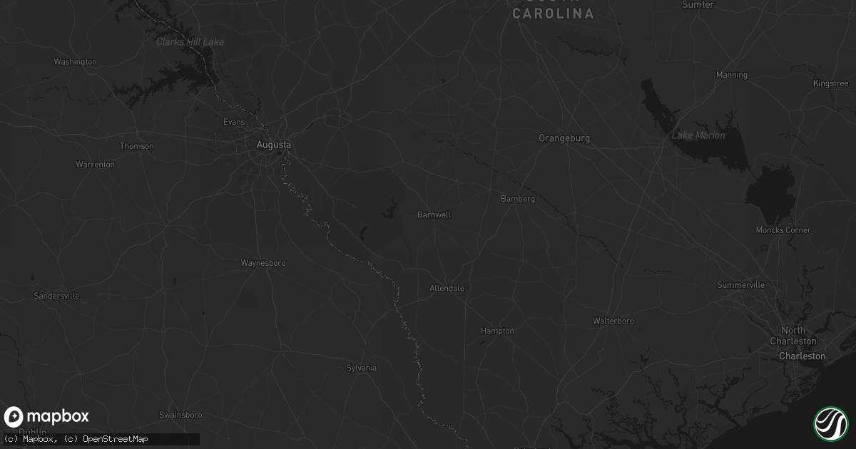 Hail map in Barnwell, SC on August 21, 2026