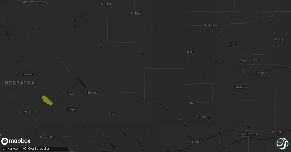 Hail map in Bartlett, NE on August 21, 2026