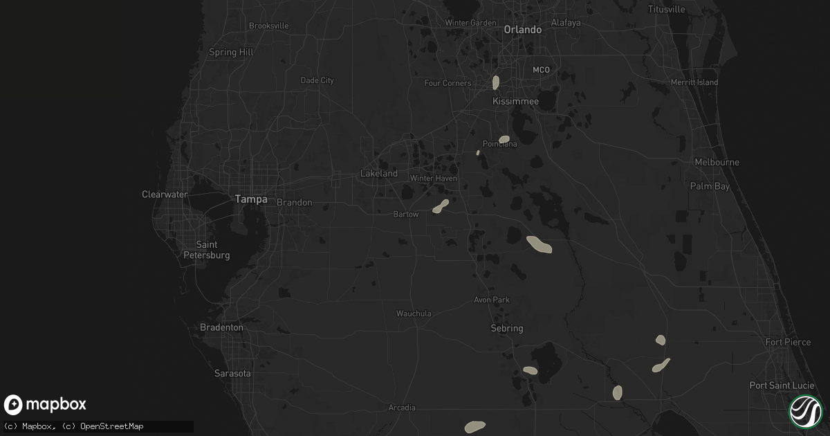 Hail map in Bartow, FL on August 21, 2026