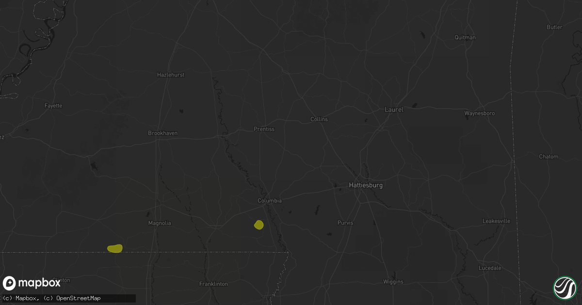 Hail map in Bassfield, MS on August 21, 2026