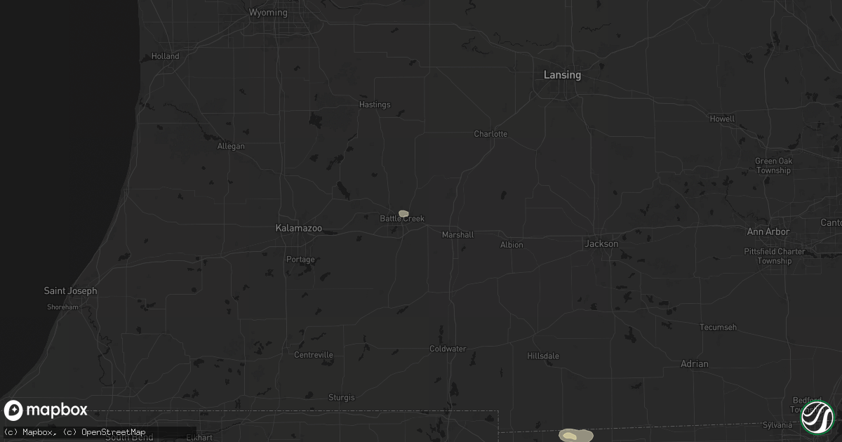 Hail map in Battle Creek, MI on August 21, 2026
