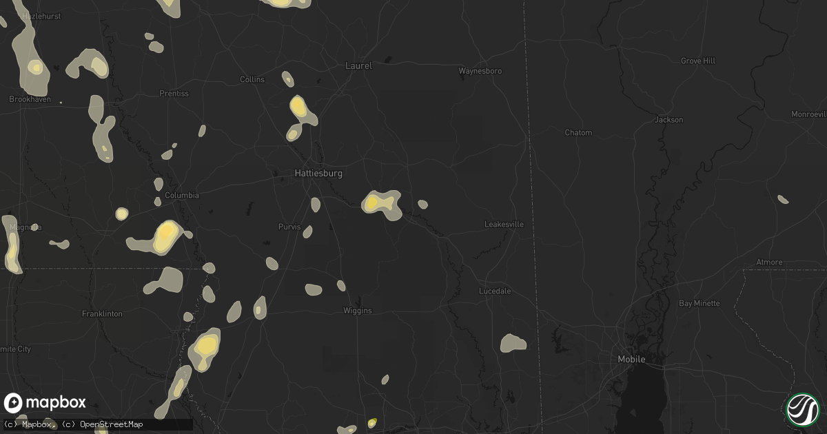 Hail map in Beaumont, MS on August 21, 2026