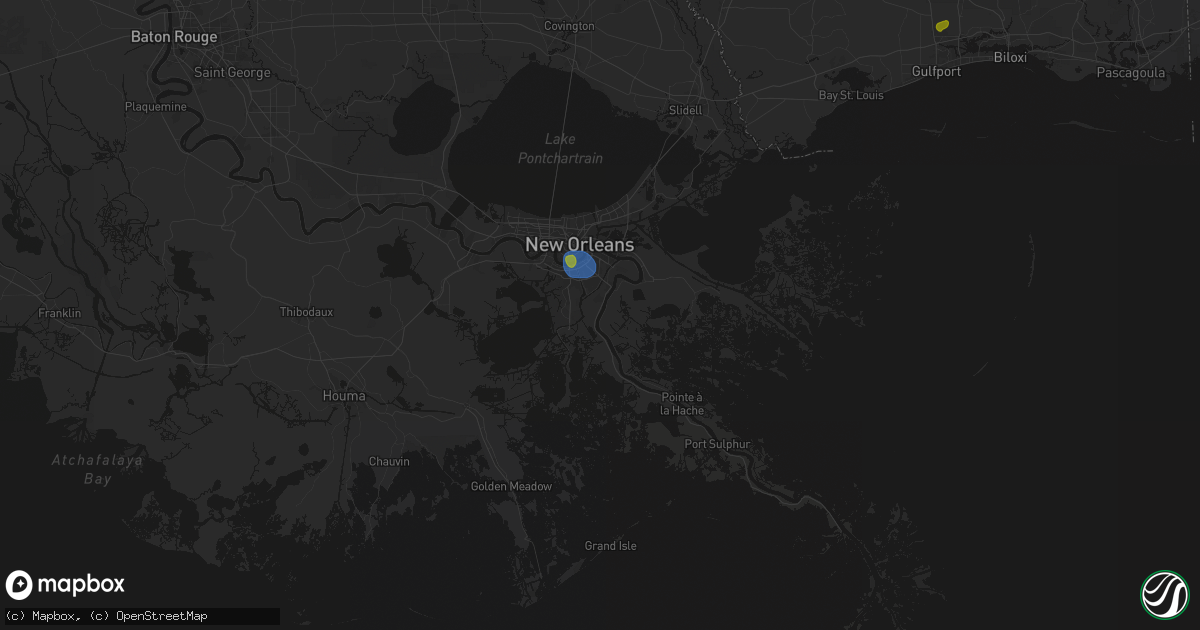 Hail map in Belle Chasse, LA on August 21, 2026