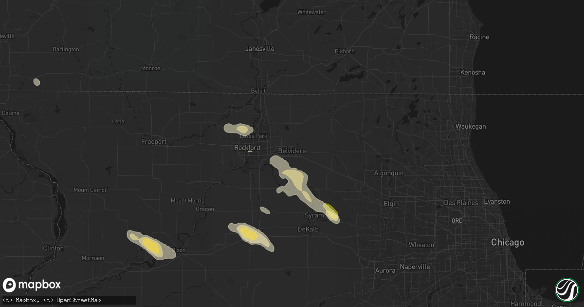 Hail map in Belvidere, IL on August 21, 2026