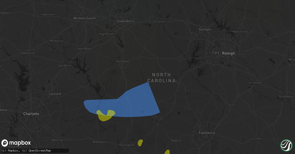Hail map in Bennett, NC on August 21, 2026