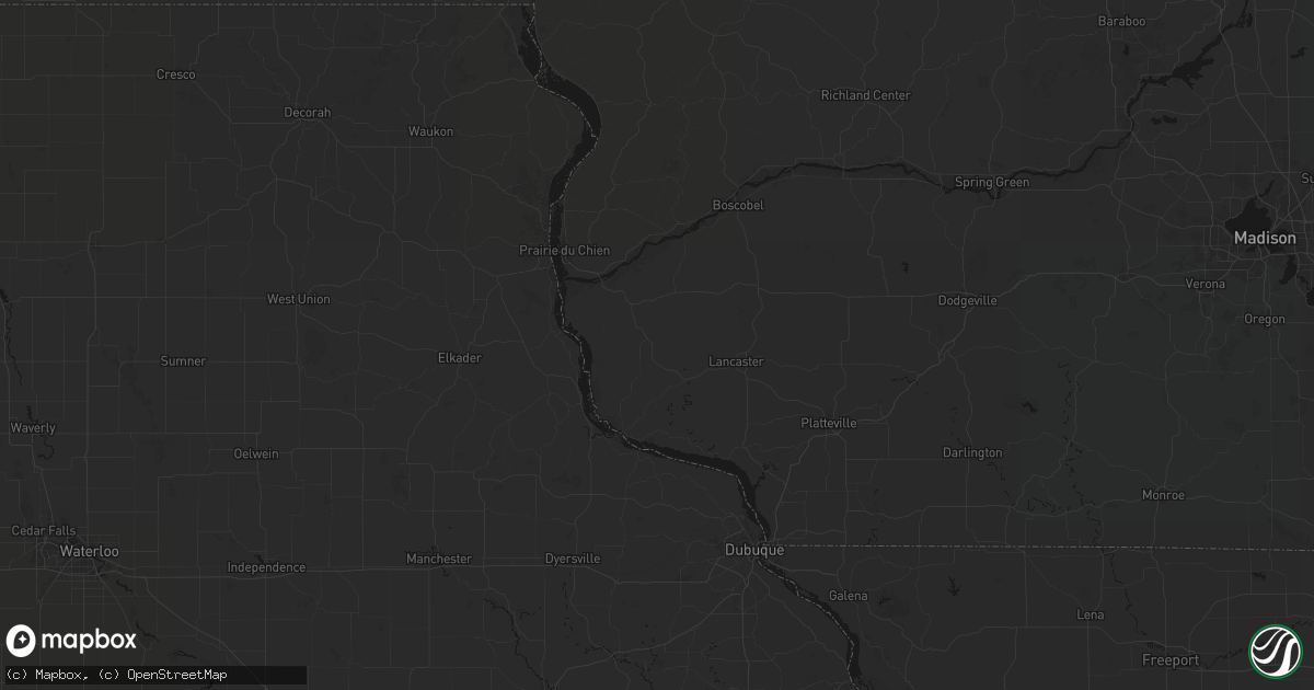Hail map in Bloomington, WI on August 21, 2026