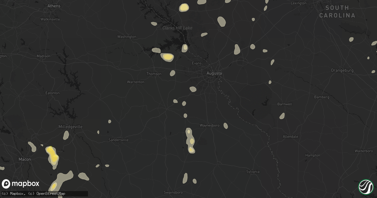 Hail map in Blythe, GA on August 21, 2026