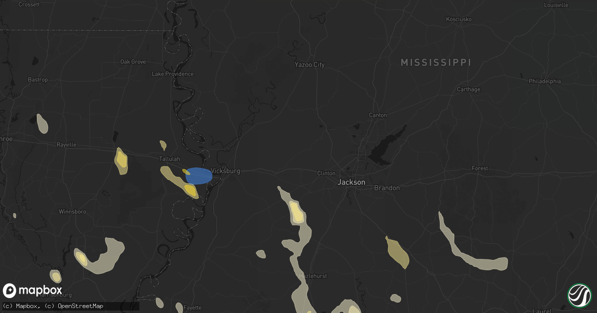 Hail map in Bolton, MS on August 21, 2026