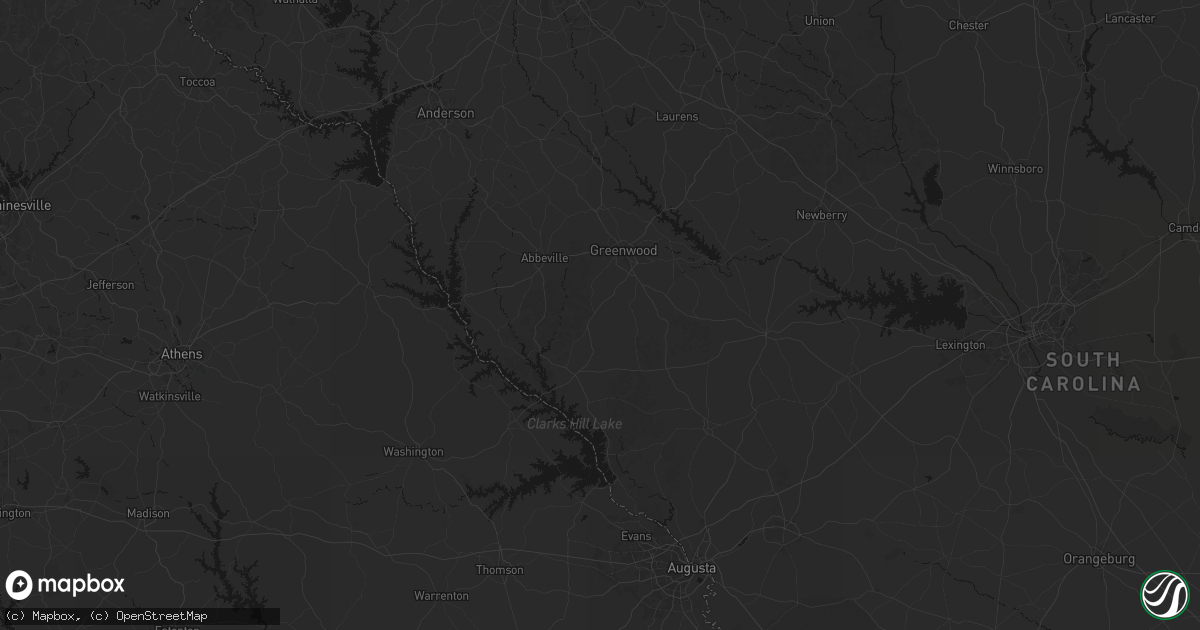 Hail map in Bradley, SC on August 21, 2026