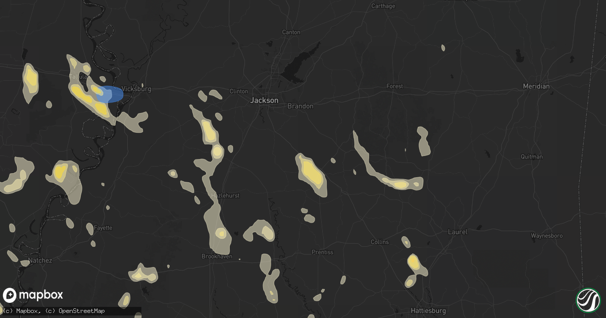 Hail map in Braxton, MS on August 21, 2026