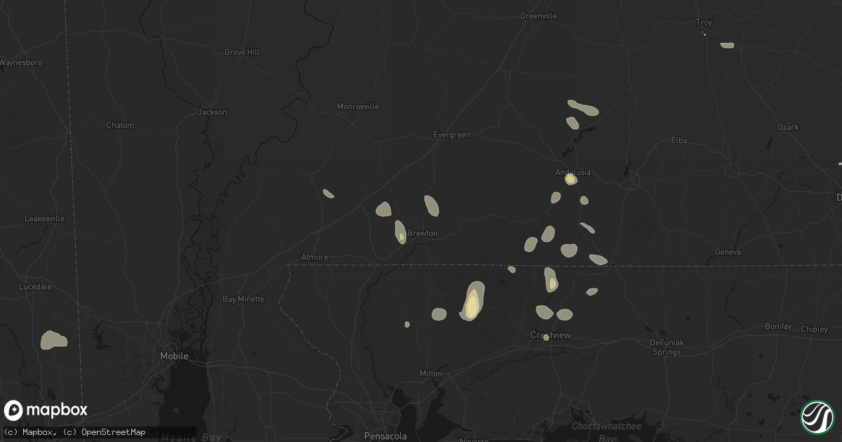 Hail map in Brewton, AL on August 21, 2026