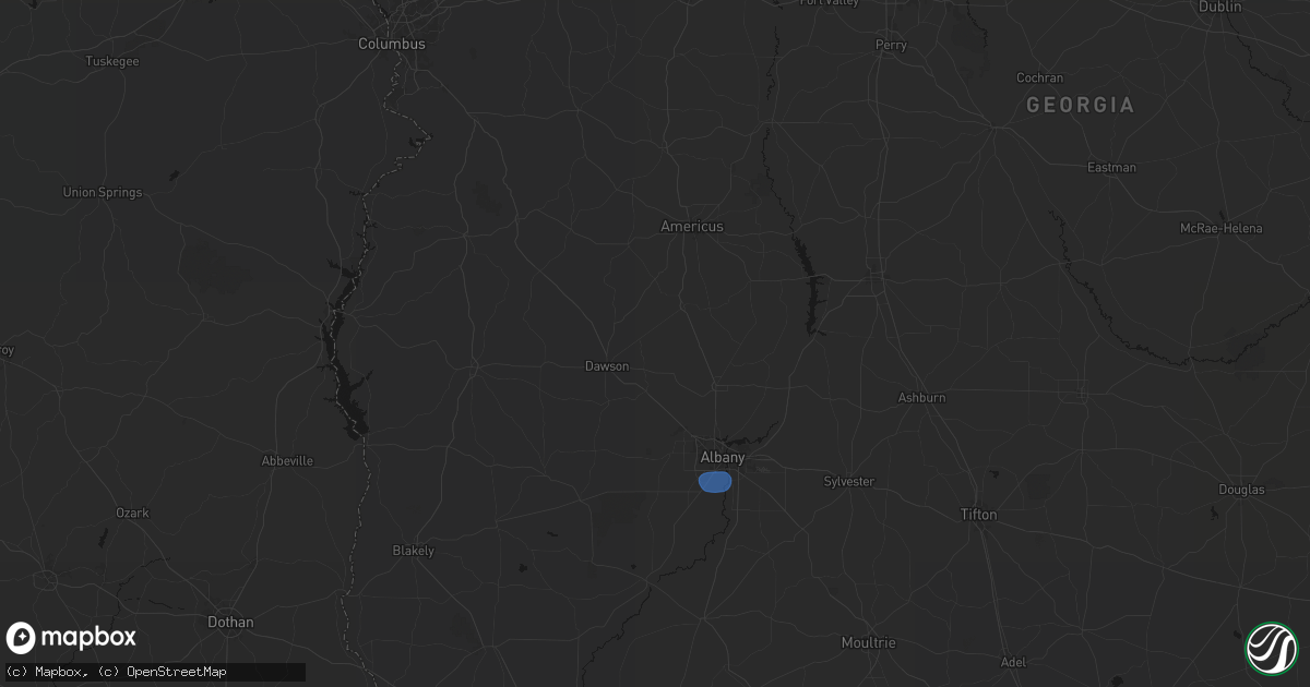 Hail map in Bronwood, GA on August 21, 2026