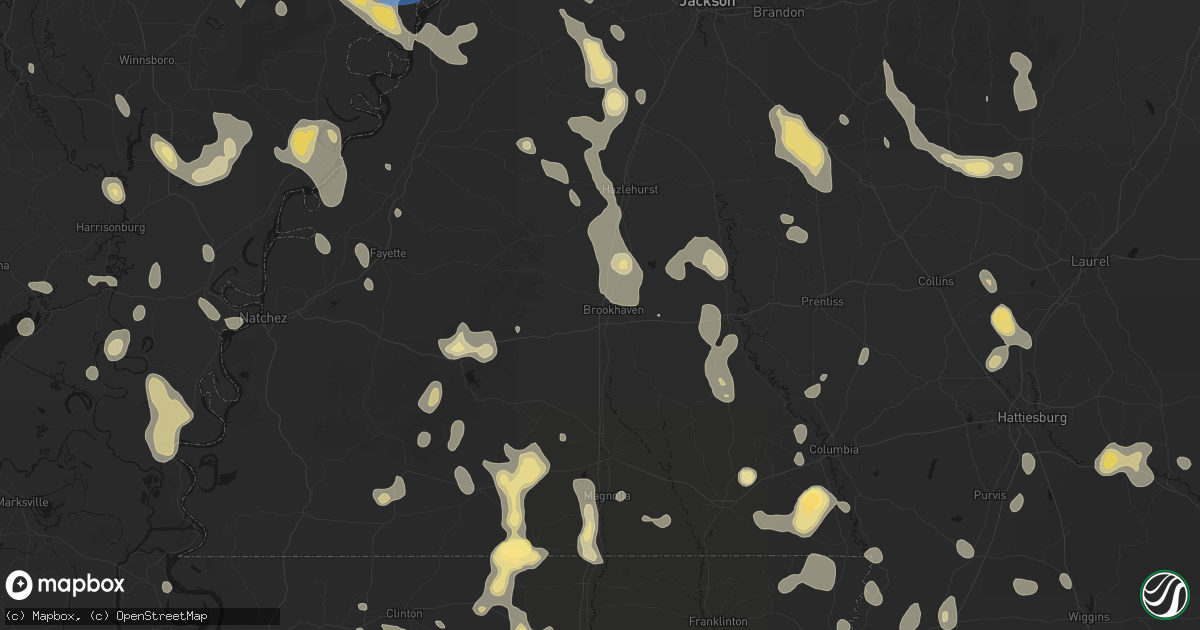 Hail map in Brookhaven, MS on August 21, 2026