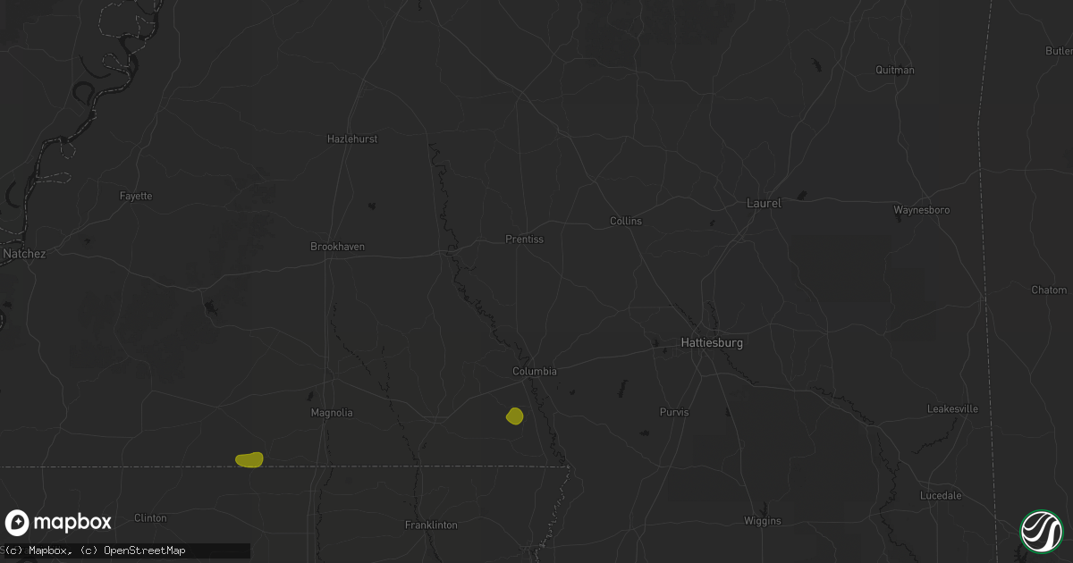 Hail map in Carson, MS on August 21, 2026