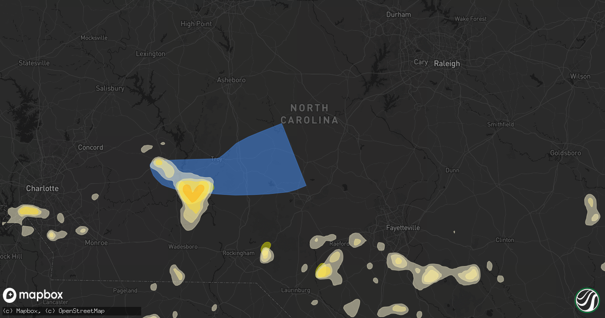 Hail map in Carthage, NC on August 21, 2026